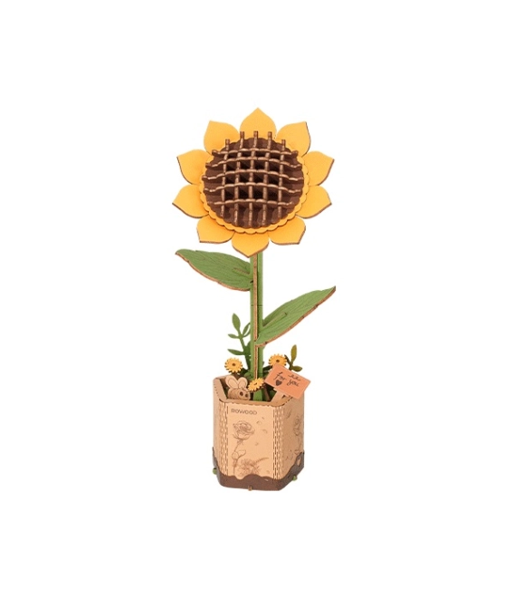 Realistic wooden sunflower as decoration