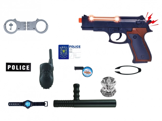 Grote politiepakket met pistool, geluid en badge