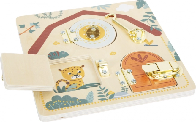 Planche d’activités en bois avec verrous Safari small foot