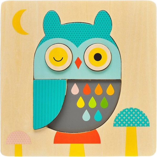 Petit Collage Houten Puzzel Uil