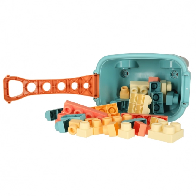 Constructieblokken in een verrijdbare container met deksel