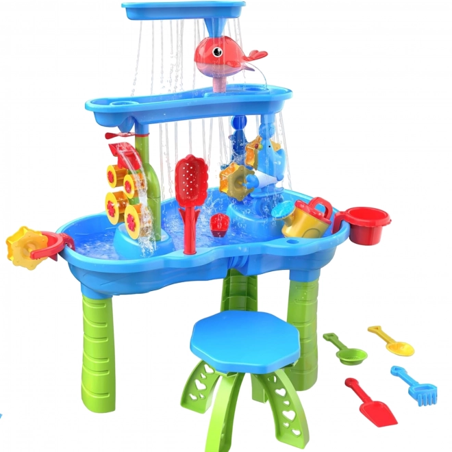Woopie Kinderspiel-Wassertisch XL für Wasser- und Sandspiel mit 37 Teilen