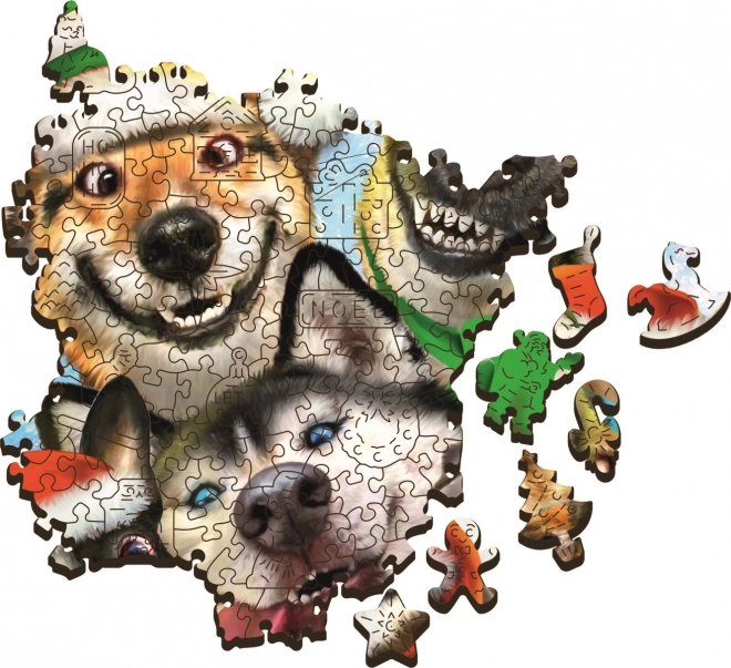 Houten puzzel Kerst honden 501 stukjes