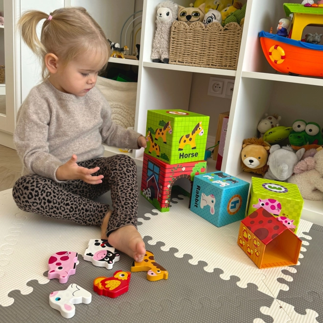 Woopie groene puzzelboerderij met blokken en figuren