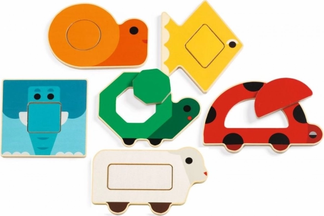 Djeco Holzsteckpuzzle DuoBasic, 12 Teile