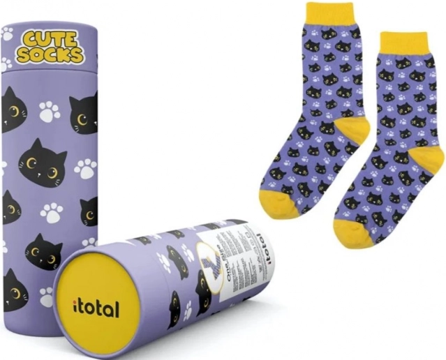 Lila Baumwollsocken mit Katze