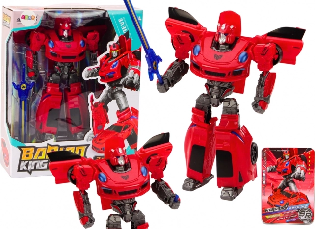 Auto robot 2-en-1 transformateur sportif rouge