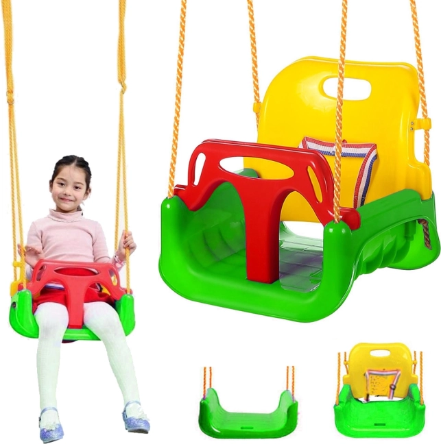 3-in-1-Gartenschaukel für Kinder mit verstellbarer Rückenlehne, grün