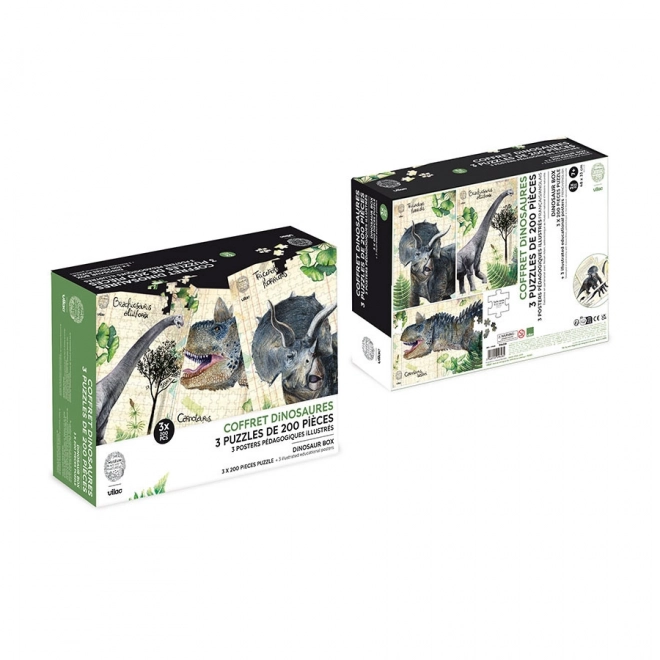 Vilac Set aus drei Dinosaurier-Puzzles