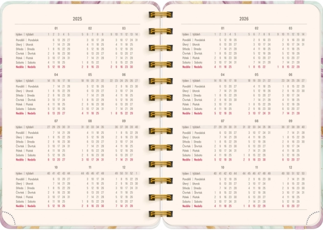 Spiraalvormige 18-maandkalender Petito Roze Marmer 2025/2026