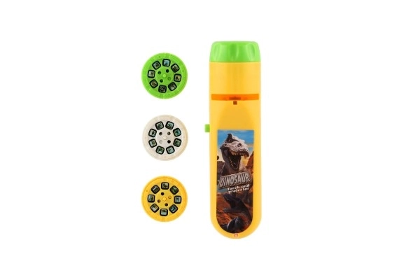 Projector dinosaurus plastic 13cm op batterijen met licht op kaart 14x21cm