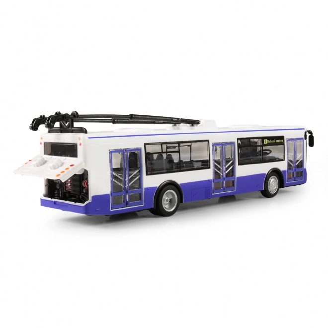 Trolleybus qui annonce les arrêts en tchèque 28 cm bleu