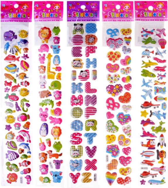 Autocollants colorés alphabet cœurs véhicules animaux