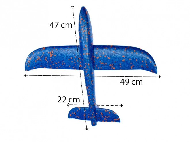 Blauw styropor vliegtuig voor acrobatiek 47cm