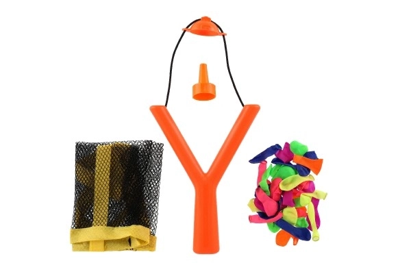 Lance-pierre avec bombes à eau/ballons 36 pcs plastique 14x19cm 2 couleurs dans un sac