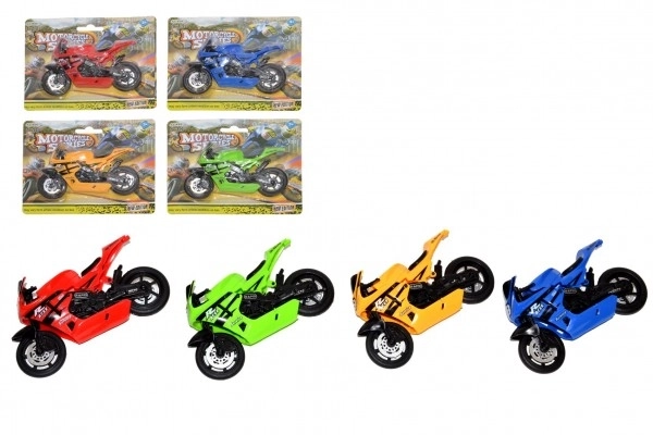 Motorfiets racer 11cm plastic mix kleuren