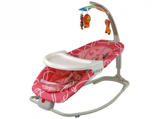Kinder schommelstoel 2 in 1 Stoeltje Geluiden Vibratie Giraffe – roze