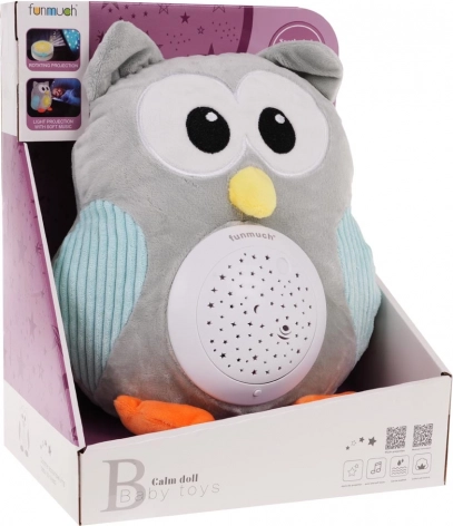 Plush owl with star projection and lullaby melodies