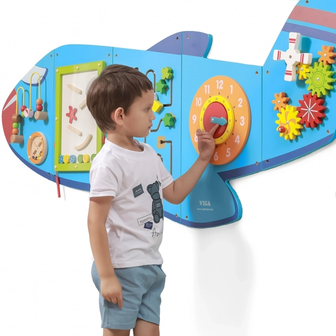VIGA Montessori Wooden Wall Sensory Board Airplane