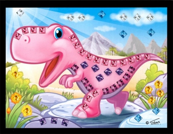 Mozaïek afbeelding mini glitter dinosaurus 10x12cm mix soorten