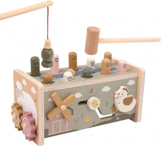 Wooden multifunctional farm pounding bench for kids 2+