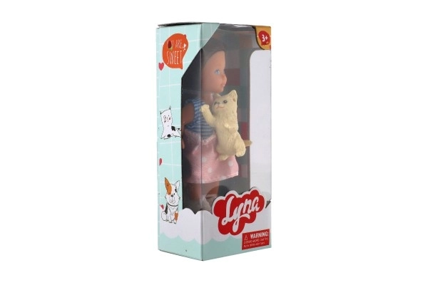 Pop met knuffel plastic 12cm stevig lichaam 3 soorten in doos 7x15x5cm 24st in doos