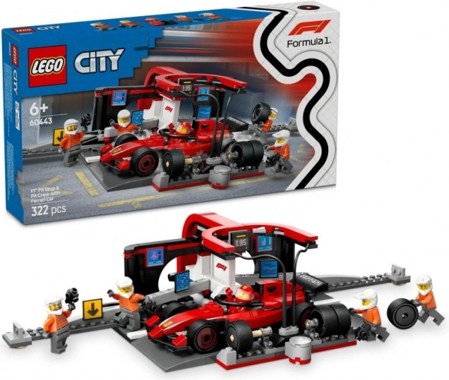 LEGO City 60443 Stand de ravitaillement F1 et équipe avec voiture Ferrari