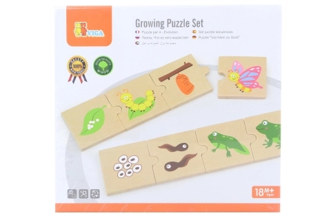 Wachsende Holzpuzzles Tiere und Pflanzen VIGA