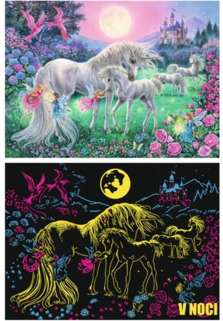 RAVENSBURGER Glow-in-the-Dark Puzzle Unicorns Under the Full Moon XXL, 100 Pieces