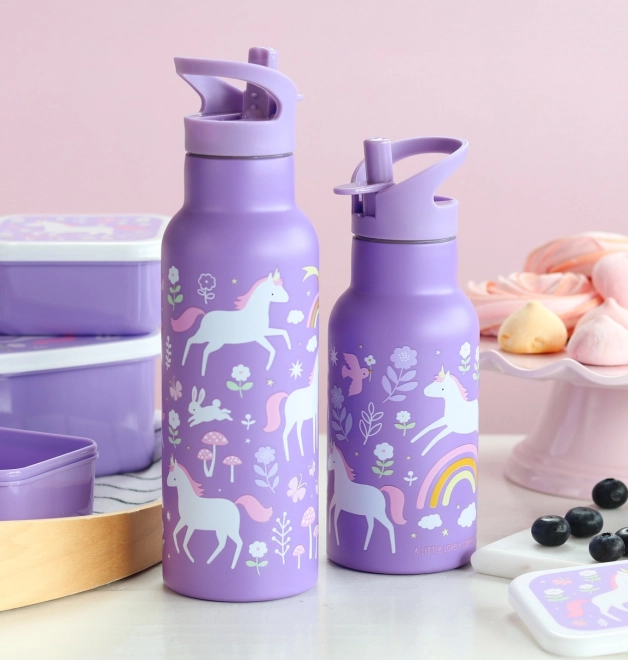 A Little Lovely Company Stainless steel drinking bottle 500 ml – Unicorns and rainbows