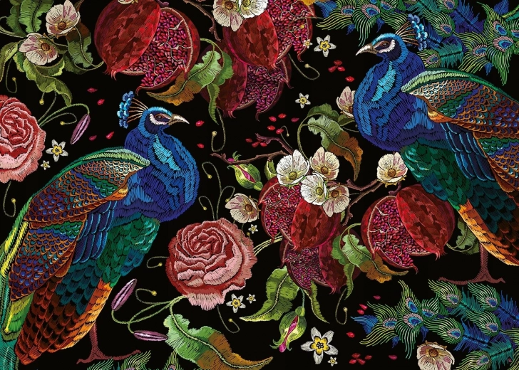 Puzzle Mysterious Garden: Peacocks Among Roses 1000 pieces