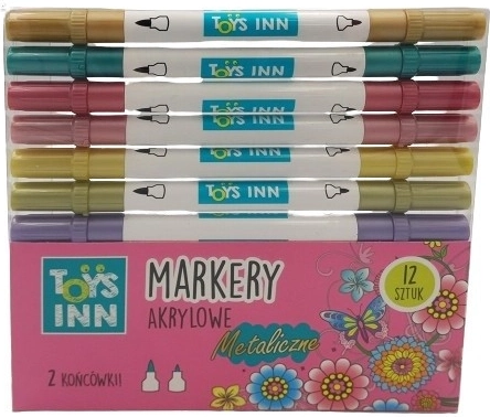 Feutres acryliques métalliques à double pointe 12 pcs