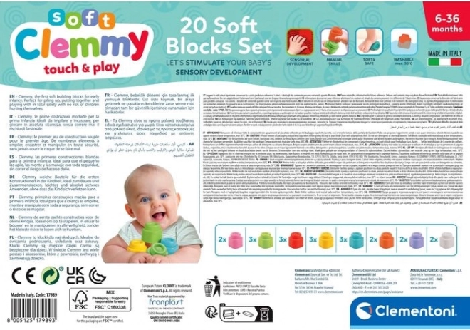 CLEMENTONI Zachte Clemmy Set van 20 Zachte Blokken