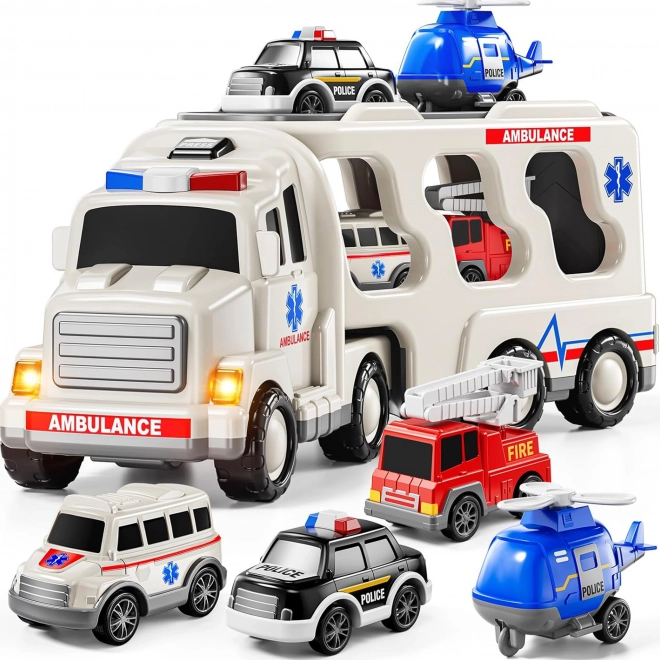 Kit de sauvetage Woopie avec camion de remorquage et 5 voitures