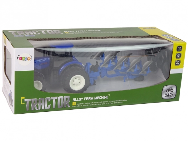 Afstandsbediening tractor 1:24 Blauw metalen ploeg