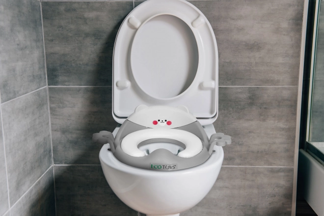 Kinder toiletzitting met houders en zacht kussen grijs ECOTOYS