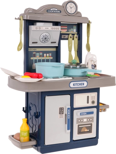 Cuisine interactive pour enfants avec sons et lumières, 28 pièces – Bleu