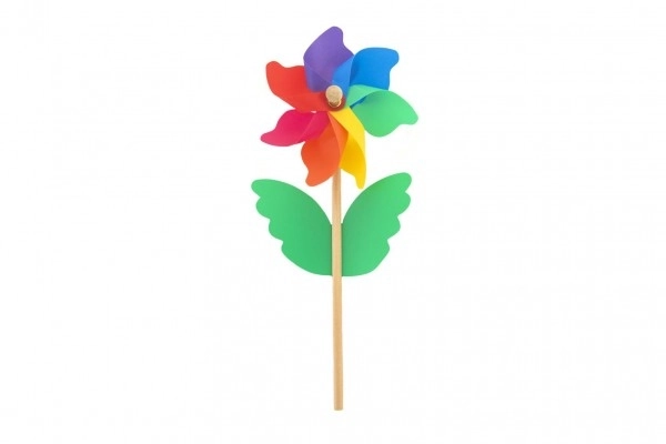 Kleurrijke windmolen 38cm hout/plastic diameter 15cm