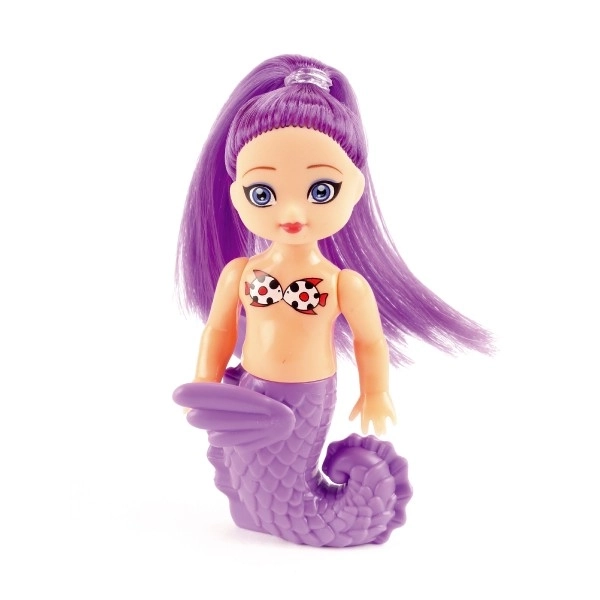 Zeemeermin poppen 2 stuks 10cm plastic met accessoires op kaart