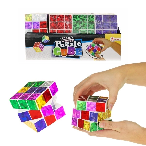 Opvouwbare puzzelblok glanzend plastic 6,5x6,5cm in zak