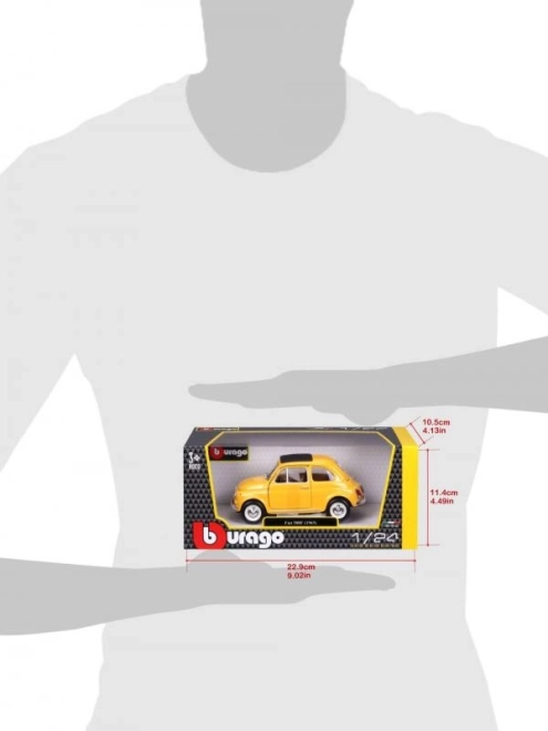Modèle Bburago voiture Fiat 500 F 1965 jaune 1:24