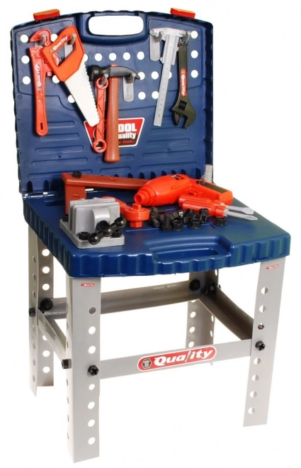 Werkset 2-in-1 voor kinderen 3+ Draagbare koffer en werktafel met gereedschap