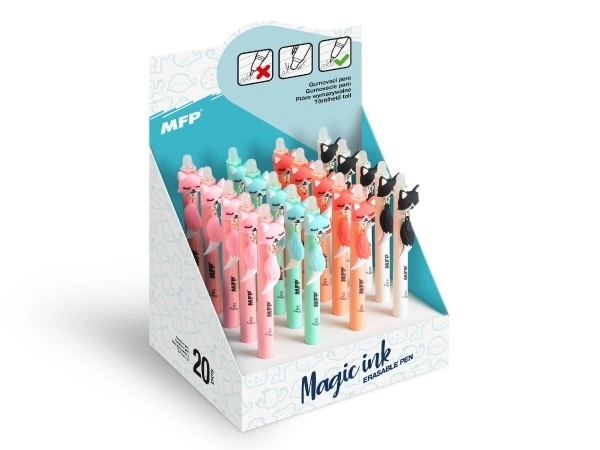 Balpen met gummirubber met vos 0,5 plastic blauw 4 kleuren 36st in doos