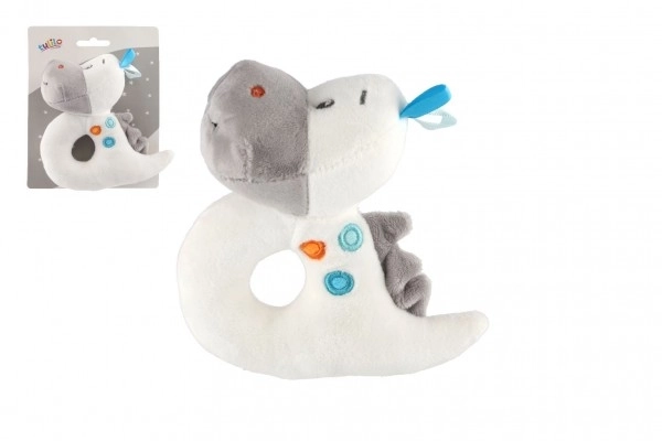 Dinosaurus rammelaar pluche 13cm op kaart in zakje 0+