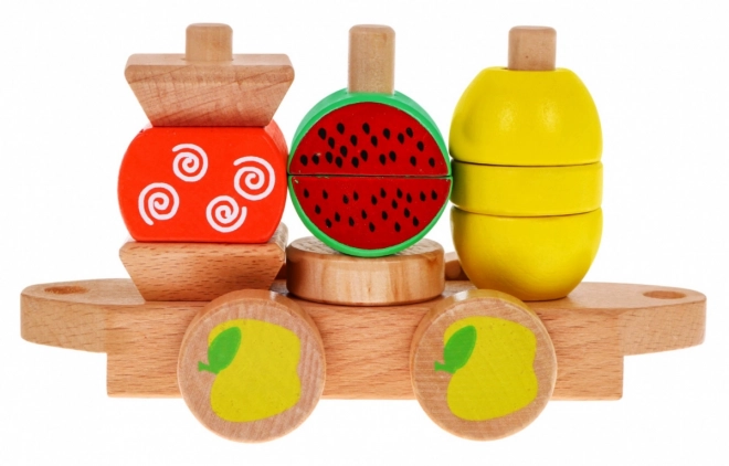 Houten locomotief met drie treinwagons voor kinderen 3+ Sensorisch speelgoed + 27 blokken
