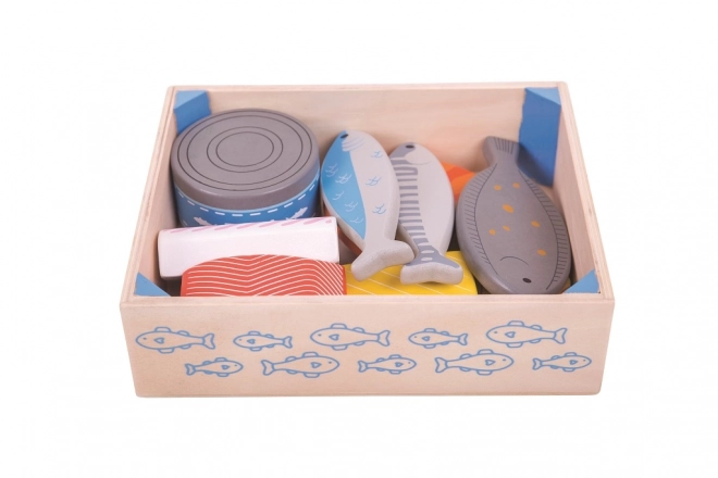 Holz Meeresfrüchte in Schachtel Bigjigs Toys