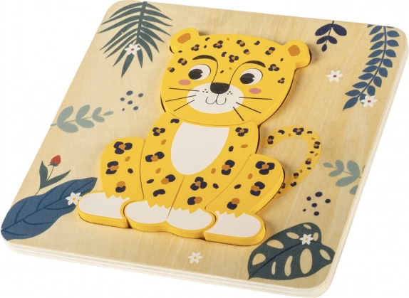 Wooden puzzle small, Leopard
