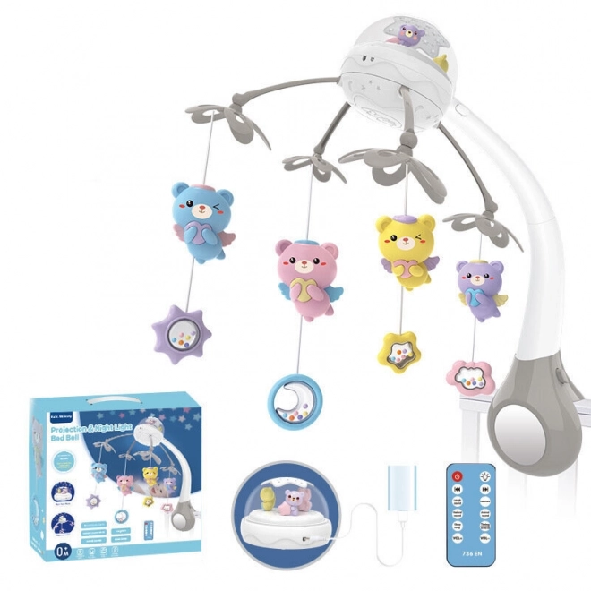 Carrousel met projector en afstandsbediening in grijze kleur