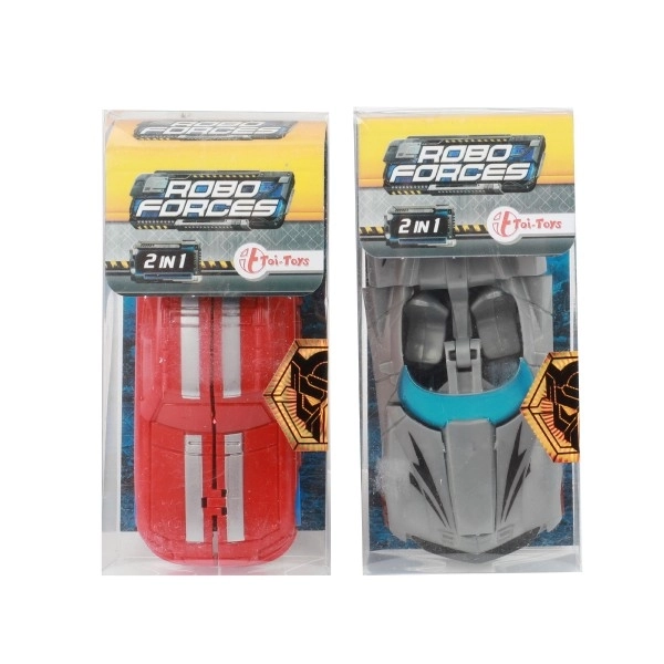 Transformer auto/robot plastic 10cm mix kleuren in plastic doos 5x10,5cm