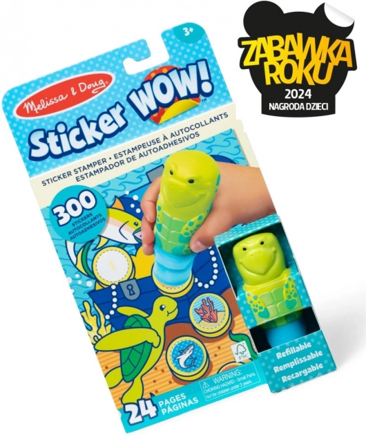 Sticker Wow - Livre et tampon avec autocollants - Tortue de mer